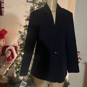 Women's Navy Blazer with Leopard Print Lining